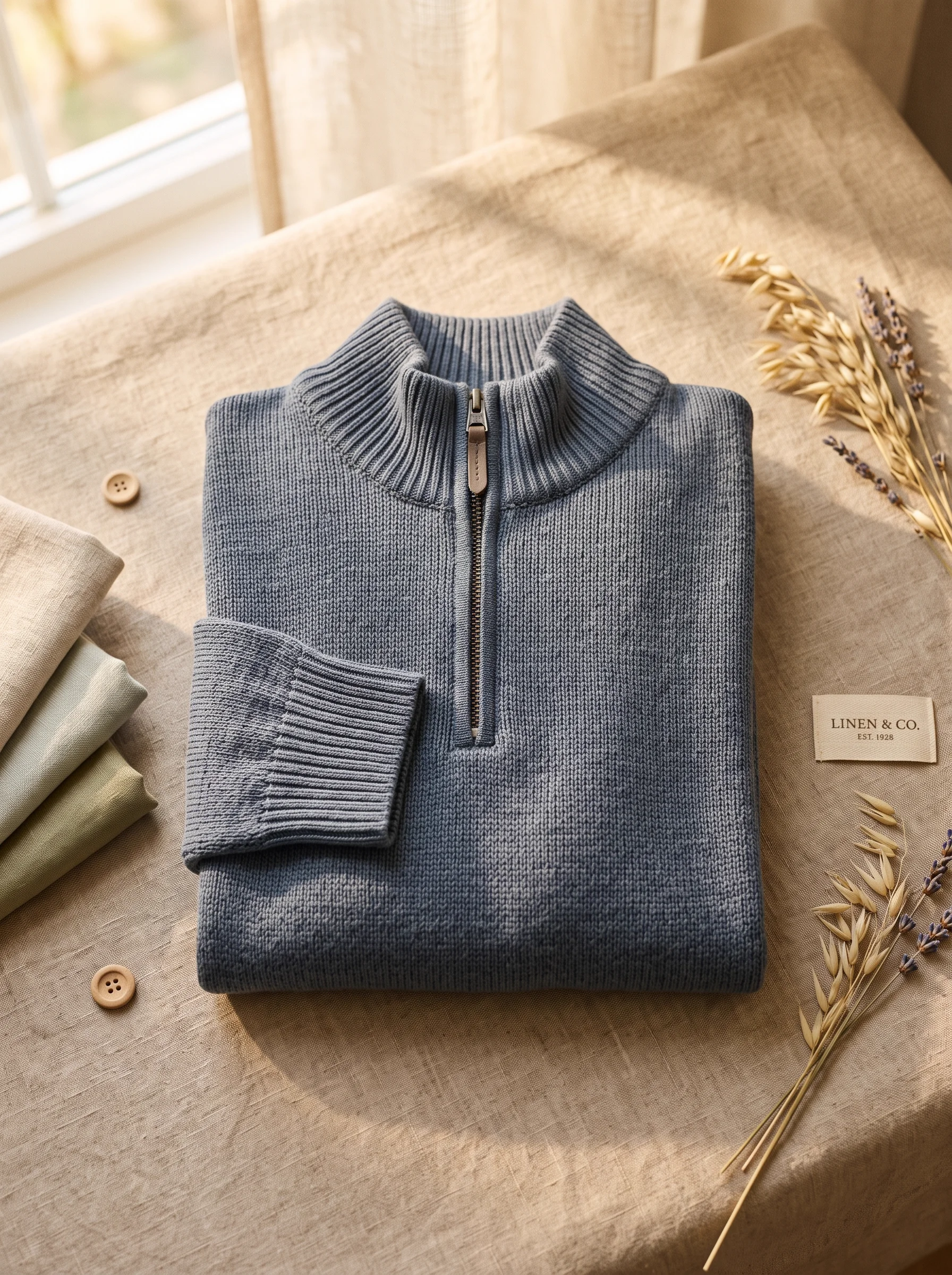 Half-Zip Linen Sweater